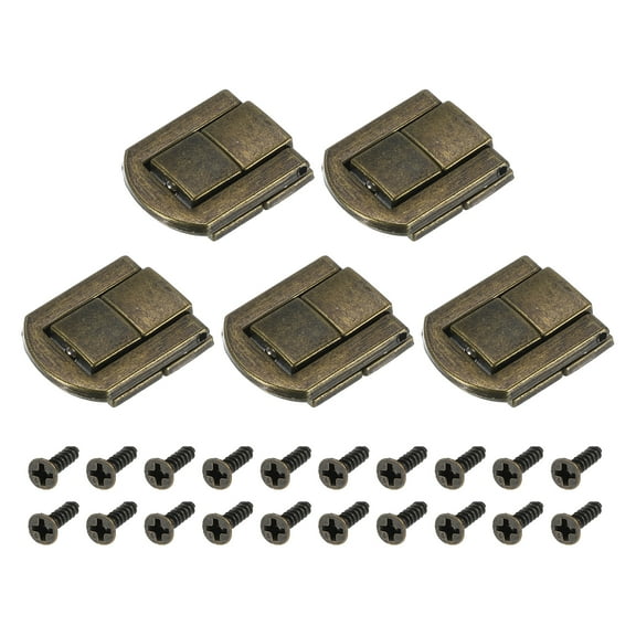 Uxcell 5Pack 0.98" x 0.79" Zinc Alloy Toggle Catch Lock for Box Wooden Case, Bronze