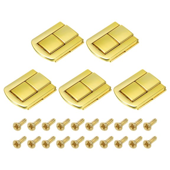 Uxcell 5Pack 1.69" x 1.26" Zinc Alloy Toggle Catch Lock for Box Wooden Case, Gold
