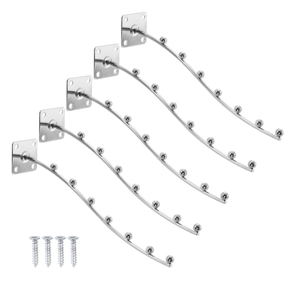 Uxcell 5Pack 10" Garment Display Hooks, 7 Beads Wall Mount Hanger with Screws, Silver