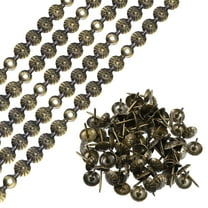 Uxcell 5Pack 1Meter Flower Upholstery Tacks Strips Trim Sofa Decorative Nails, Bronze