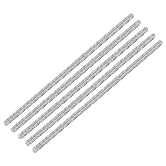 Uxcell 5Pack M6 x 200mm 1mm Pitch 304 Stainless Steel Fully Threaded Rod Bar Studs
