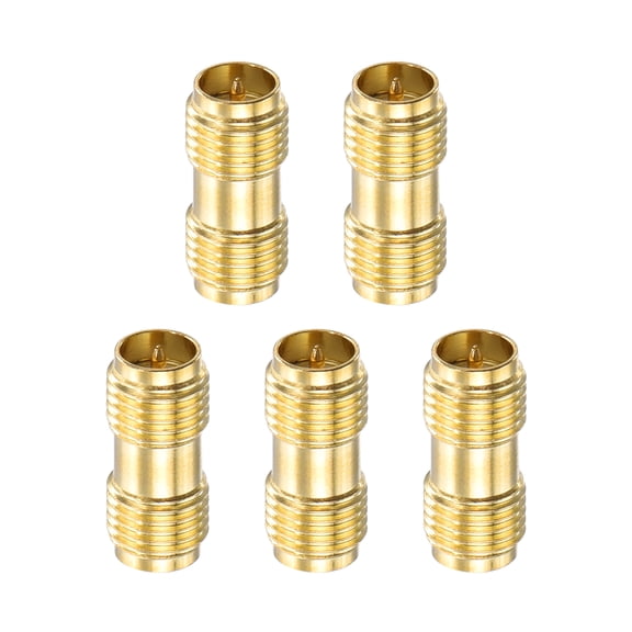Uxcell 5Pack SMA Straight Adapters RP-SMA Female to Female Adapter Converter 50 Ohm for Antennas, Signal Monitoring, Test Bench, Router, Car Navigation, Gold