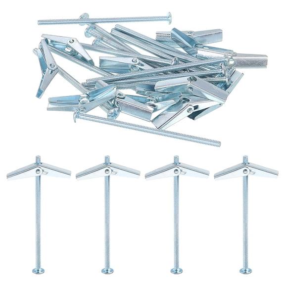Uxcell 5Pack Spring Toggle Bolt Anchors, 1/8"x3" Male Thread Spring Loaded Hollow Wall Round Head Toggle Bolt