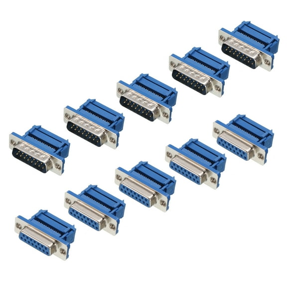 Uxcell 5Pairs D-SUB DB15 15 Pin IDC Crimp Connector Female Male 2.54mm Pitch Flat Ribbon Cable