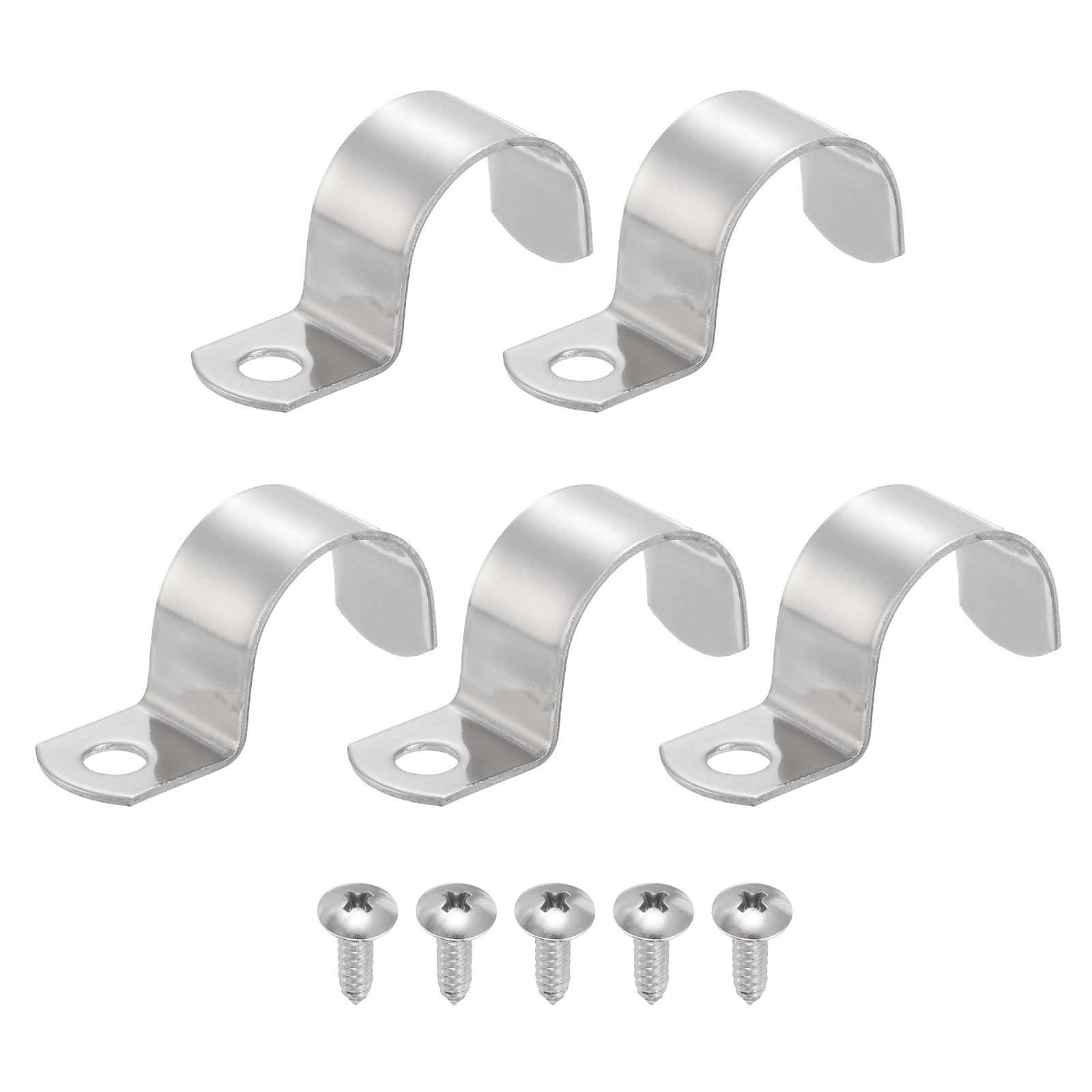 Uxcell 5Pcs 1-1/16" Pipe Strap, 1 Hole Pipe Clamp 304 Stainless Steel ...