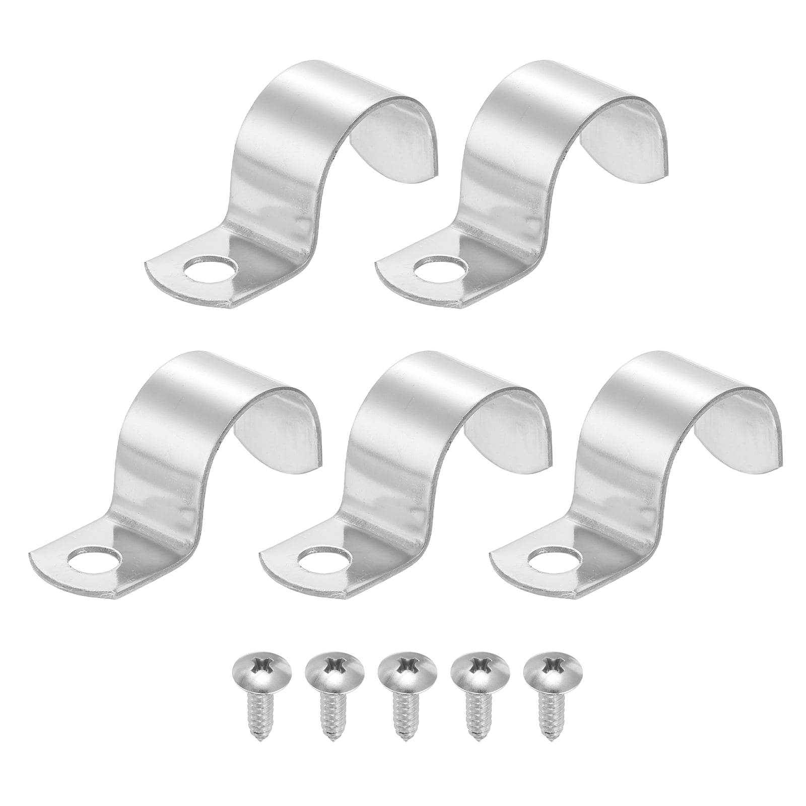 Uxcell 5Pcs 1" Pipe Strap, 1 Hole Pipe Clamp 304 Stainless Steel Rigid ...