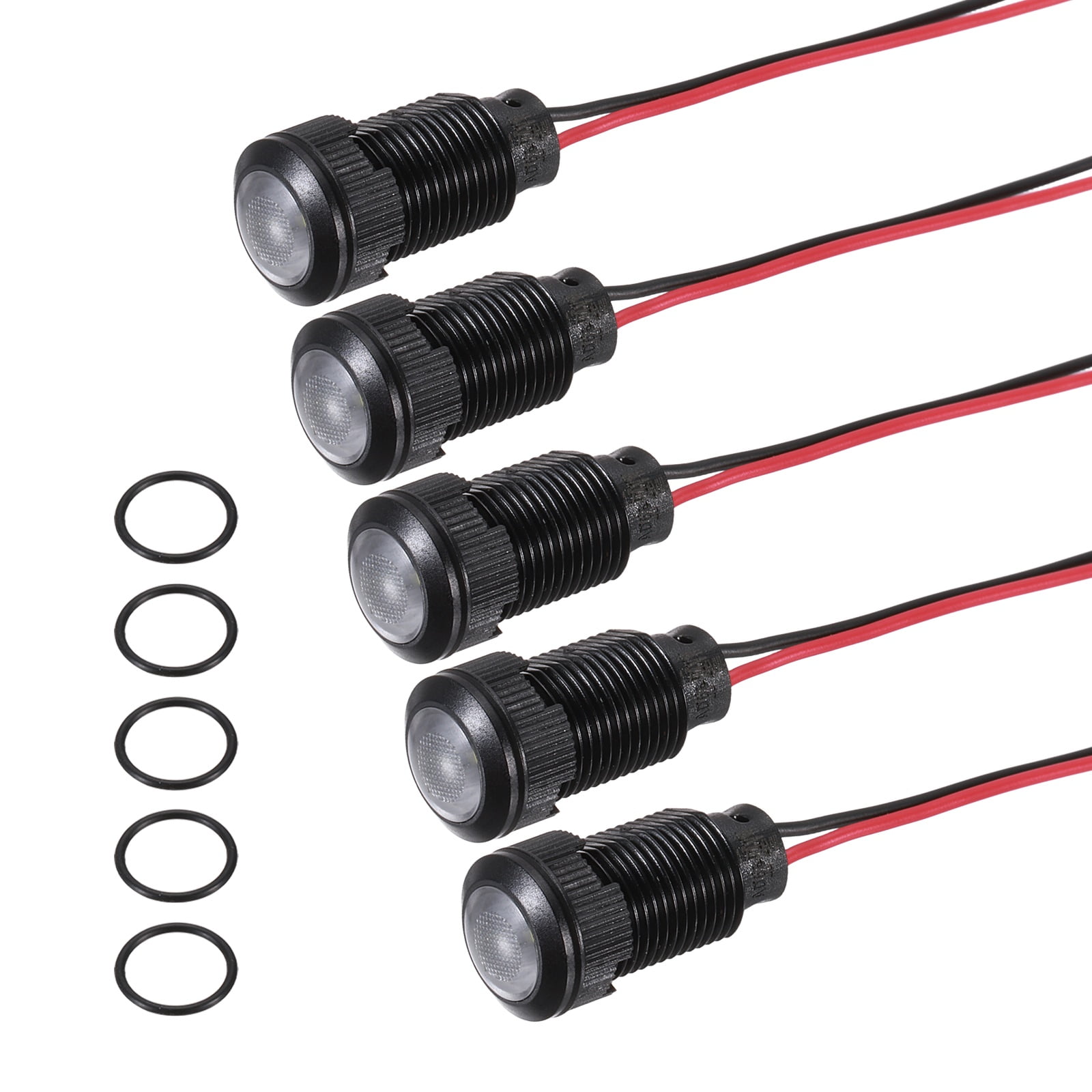 Uxcell 5Pcs 12mm Indicator Light,12V-24V AC/DC LED Plastic Shell Signal ...