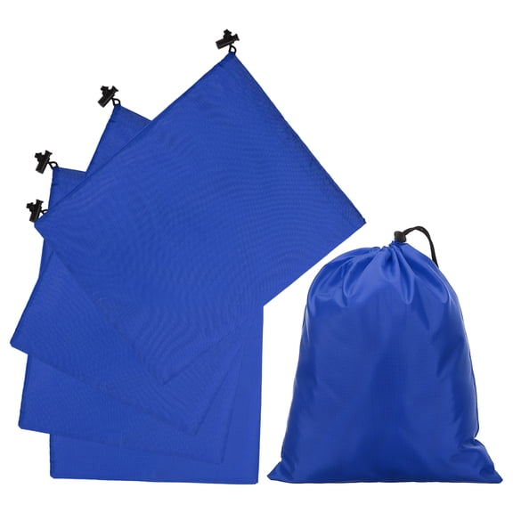 Uxcell 5Pcs 210D Polyester Drawstring Bag with Toggle, 10 x 12 Inch Waterproof Travel Storage Bag Foldable Stuff Sack Cinch Sack for Gym Travel Hiking Yoga Clothes Organizer, Dark Blue