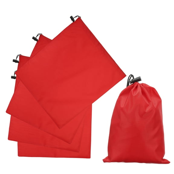 Uxcell 5Pcs 210D Polyester Drawstring Bag with Toggle, 14 x 16 Inch Waterproof Travel Storage Bag Foldable Stuff Sack Cinch Sack for Gym Travel Hiking Yoga Clothes Organizer, Red