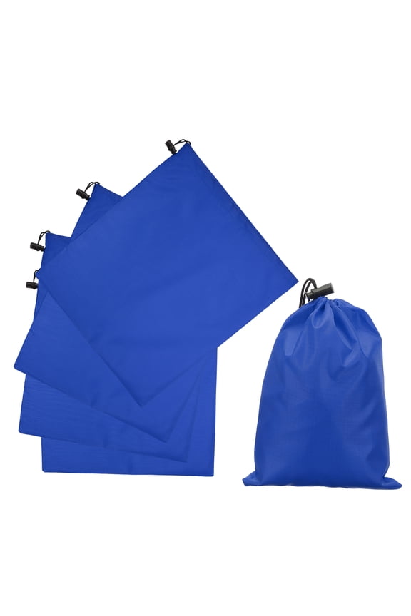 5Pcs 210D Polyester Drawstring Bag with Toggle, 14 x 16 Inch Waterproof Travel Storage Bag Foldable Stuff Sack Cinch Sack for Gym Travel Hiking Yoga Clothes Organizer, Dark Blue