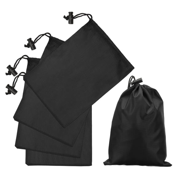 Uxcell 5Pcs 210D Polyester Drawstring Bag with Toggle, 6 x 8 Inch Waterproof Travel Storage Bag Foldable Stuff Sack Cinch Sack for Gym Travel Hiking Yoga Clothes Organizer, Black