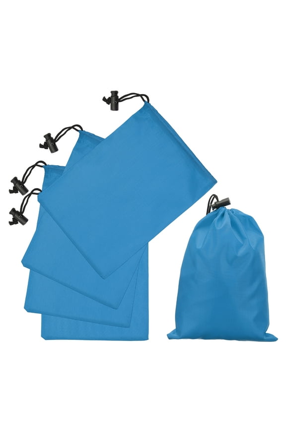 5Pcs 210D Polyester Drawstring Bag with Toggle, 6 x 8 Inch Waterproof Travel Storage Bag Foldable Stuff Sack Cinch Sack for Gym Travel Hiking Yoga Clothes Organizer, Indigo Blue