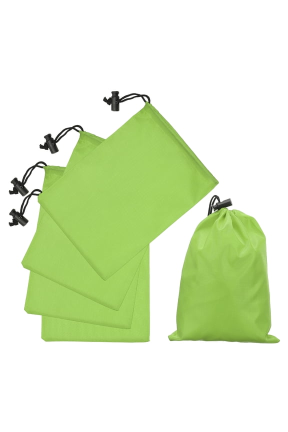 5Pcs 210D Polyester Drawstring Bag with Toggle, 6 x 8 Inch Waterproof Travel Storage Bag Foldable Stuff Sack Cinch Sack for Gym Travel Hiking Yoga Clothes Organizer, Light Green