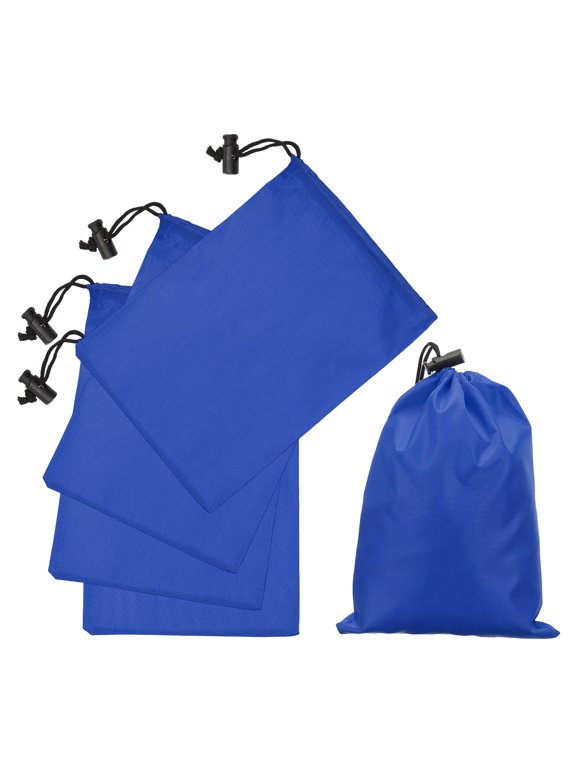5Pcs 210D Polyester Drawstring Bag with Toggle, 6 x 8 Inch Waterproof Travel Storage Bag Foldable Stuff Sack Cinch Sack for Gym Travel Hiking Yoga Clothes Organizer, Dark Blue