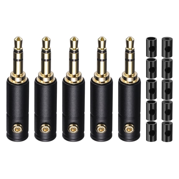 Uxcell 5Pcs 3.5mm Replacement Repair Plug Jack, 3 Pole 3.5mm TRS Stereo Male Plug Solder Joint DIY Audio Cable Connector for Headphone Earphone Microphone Cable Repair, Black