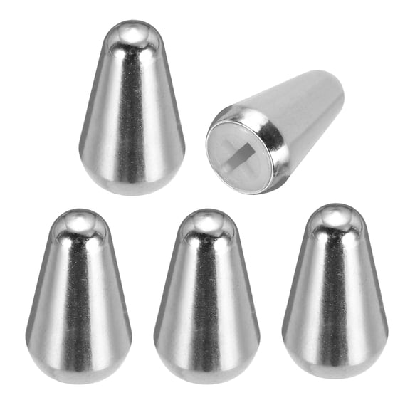 Uxcell 5Pcs 3 Way 5 Way Guitar Toggle Switch Tip, Brass Cross-Slot Push-in 4.5mm/0.18" Toggle Pickup Switch Knob Tip for ST TL Electric Guitar Replacement Parts, Silver