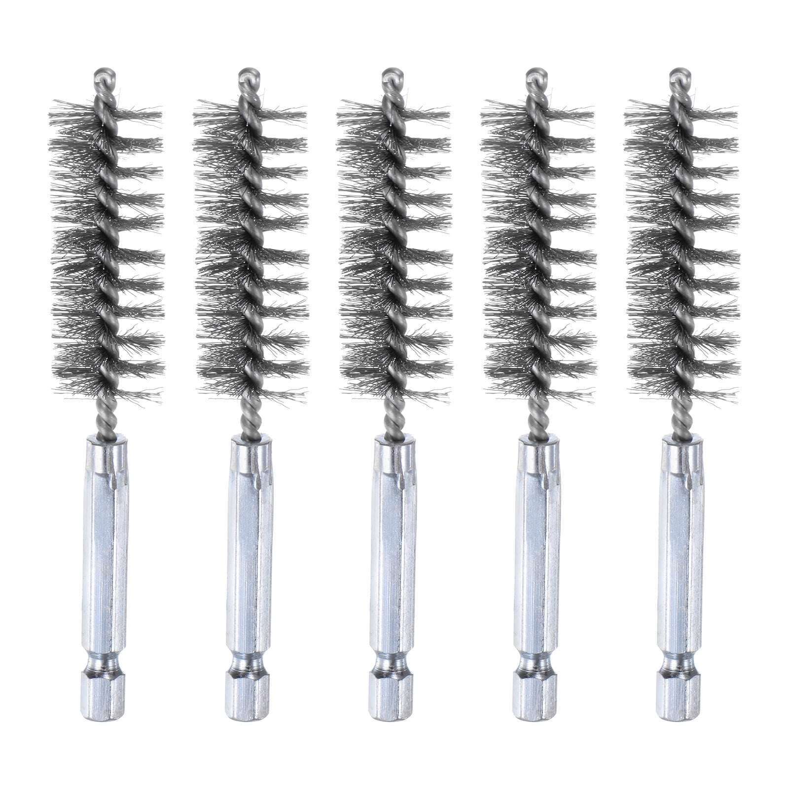 Uxcell 5Pcs 304 Stainless Steel Bore Brush 17mm Dia 4" Long Cleaning
