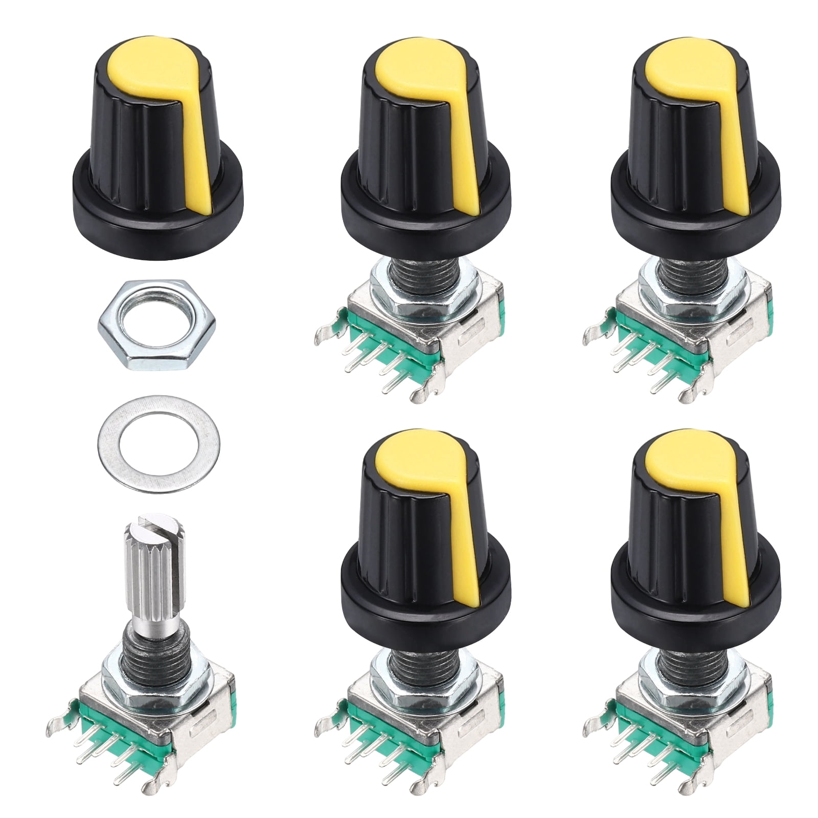 Uxcell 5Pcs 360 Degree EC11 Rotary Encoder Switch Push Button 5 Pins ...