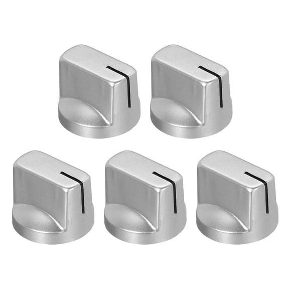 Uxcell 5Pcs 6.4mm Shaft Hole Guitar Ampere Effect Pedal Knobs Pointer Control Knobs with Set Screw Silver