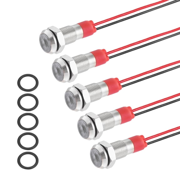 Uxcell 5Pcs 6mm Indicator Light, 12V-24V AC/DC LED Metal Signal Lamp Waterproof,White