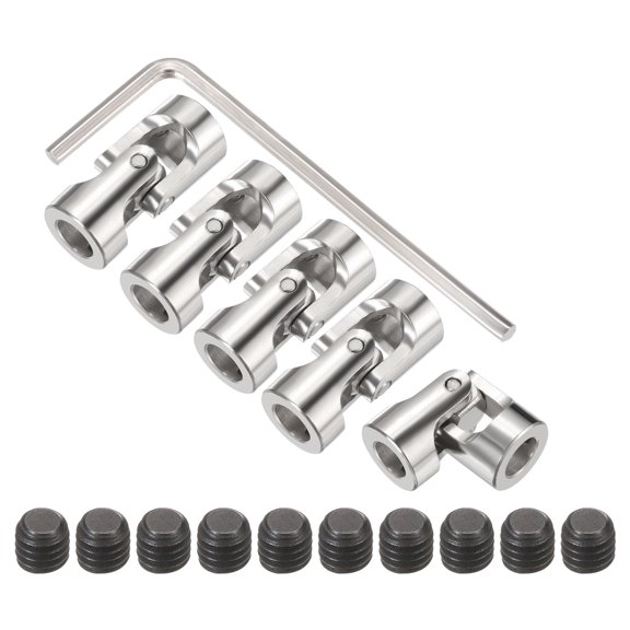 Uxcell 5Pcs 6mm to 6mm ID Steering Universal Joint Shaft Coupling L23XD11 Metal 45Degree Rotatable Joints Coupler