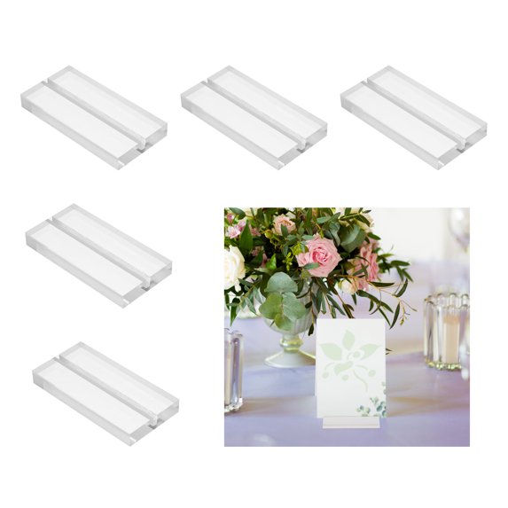 Uxcell 5Pcs 80 x 40 mm Acrylic Place Card Holders Clear Card Holder Stand Clear