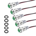 thumbnail image 1 of Uxcell 5Pcs 8mm Indicator Light, 110V-220V AC LED Metal Signal Lamp Waterproof,Green, 1 of 6