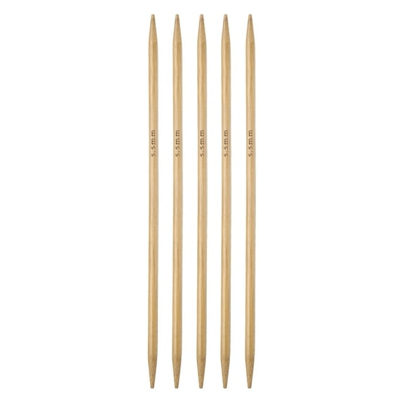 Uxcell 5Pcs Bamboo Knitting Needles Double Pointed Size US 9(5.5mm) Carbonized 7.9 inch(20cm) Straight for Handmade Creative DIY