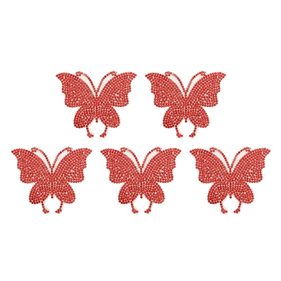 Uxcell 5Pcs Butterfly Car Decals for Women, 2.8" x 2.4" Rhinestone Crystal Sticker Decoration, Red