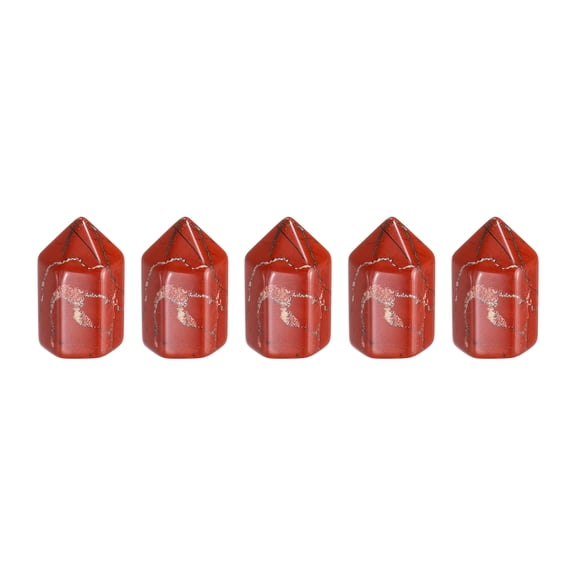 Uxcell 5Pcs Crystals Wands, Red Jasper Natural Hexagonal Crystal for Chakra Meditation Wire Wrapping Home Decor Bulk Rough Stone Collection, 15 x 25mm