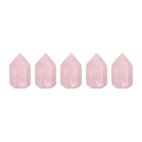 Uxcell 5Pcs Crystals Wands, Rose Quartz Natural Hexagonal Crystal for Chakra Meditation Wire Wrapping Home Decor Bulk Rough Stone Collection, 15 x 25mm
