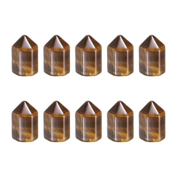 Uxcell 5Pcs Crystals Wands, Tiger's Eye Natural Hexagonal Crystal for Chakra Meditation Wire Wrapping Home Decor Bulk Rough Stone Collection, 15 x 25mm