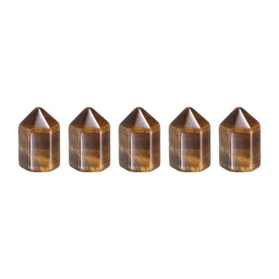 Uxcell 5Pcs Crystals Wands, Tiger's Eye Natural Hexagonal Crystal for Chakra Meditation Wire Wrapping Home Decor Bulk Rough Stone Collection, 15 x 25mm