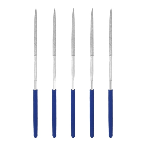 Uxcell 5Pcs Diamond File 3 x 140mm 100 Grit Diamond Needle Silver Files for Metal Glass Wood Stone Grinding Polishing Engraving, Triangular