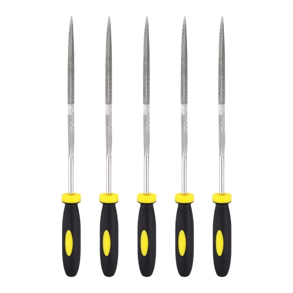 Uxcell 5Pcs Diamond File 3 x 148mm 120 Grit Diamond Needle Triangular Files for Metal Glass Wood Stone Grinding Polishing Engraving