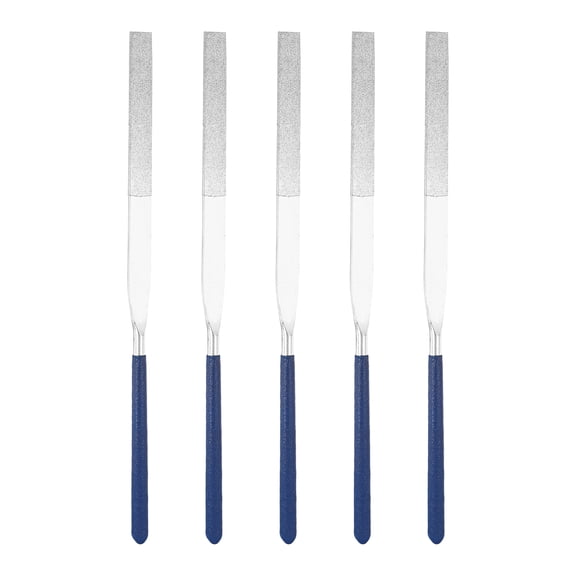 Uxcell 5Pcs Diamond File 4 x 160mm 100 Grit Diamond Needle Silver Files for Metal Glass Wood Stone Grinding Polishing Engraving, Narrow Flat