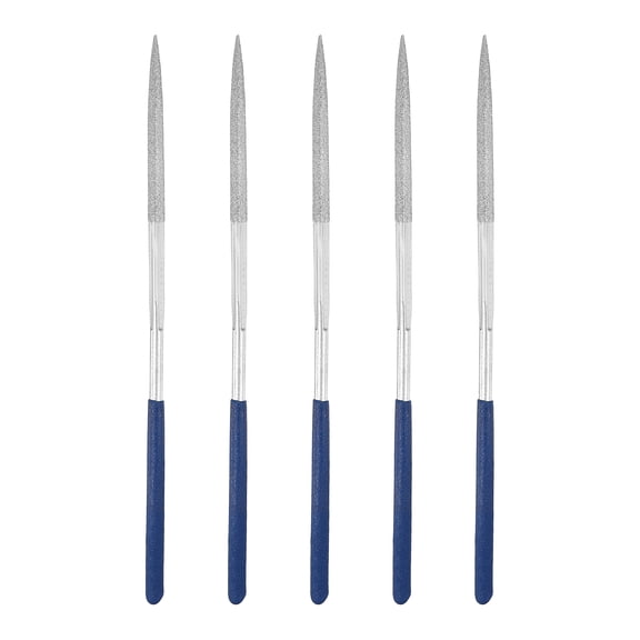 Uxcell 5Pcs Diamond File 4 x 160mm 100 Grit Diamond Needle Silver Files for Metal Glass Wood Stone Grinding Polishing Engraving, Triangular