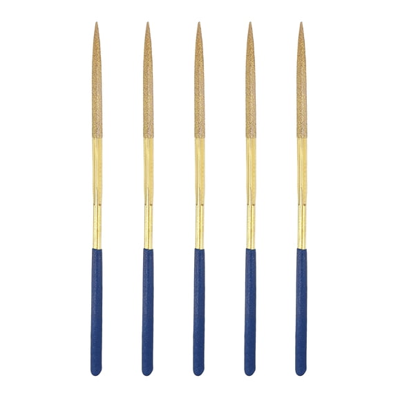 Uxcell 5Pcs Diamond File 4 x 160mm 120 Grit Diamond Needle Gold Files for Metal Glass Wood Stone Grinding Polishing Engraving, Triangular