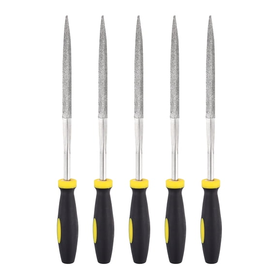 Uxcell 5Pcs Diamond File 5 x 175mm 120 Grit Diamond Needle Triangular Files for Metal Glass Wood Stone Grinding Polishing Engraving
