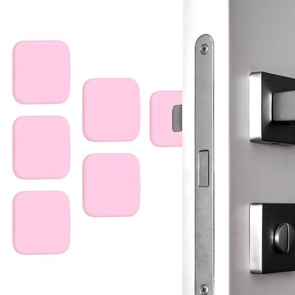 Uxcell 5Pcs Door Knob Wall Protector, 1.8" Square Silicone Door Stoppers Self Adhesive Handle Bumper Cushion Pad, Pink(0.3" Thickness)