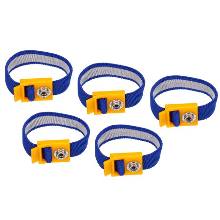 Uxcell 5Pcs ESD Anti Static Wrist Strap, 3.5 Inch Adjustable Antistatic Bracelet White Yarn Electronics Repair Blue