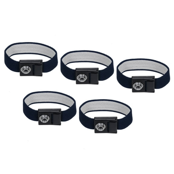 Uxcell 5Pcs ESD Anti Static Wrist Strap, 3.5 Inch Adjustable Antistatic Bracelet White Yarn Electronics Repair Dark Blue