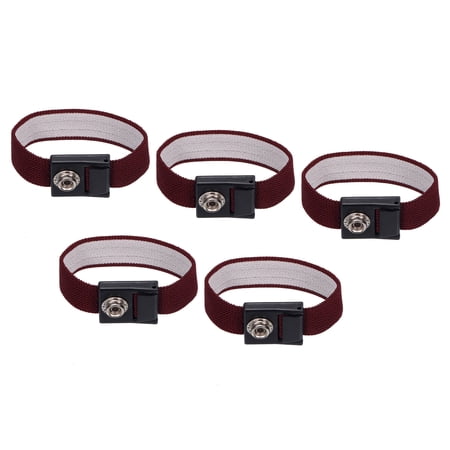 Uxcell 5Pcs ESD Anti Static Wrist Strap, 3.5 Inch Adjustable Antistatic Bracelet White Yarn Electronics Repair Red