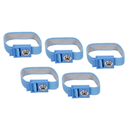 Uxcell 5Pcs ESD Anti Static Wrist Strap, 3.5 Inch Adjustable Antistatic Bracelet White Yarn Electronics Repair Sky Blue