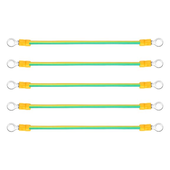 Uxcell 5Pcs ESD Grounding Cable Cord 15cm/5.91" Long 6mm/0.24" Dia 12AWG Anti-Static Ground Wire Cable for Electrical Device Safety and ESD Protection, Yellow Green