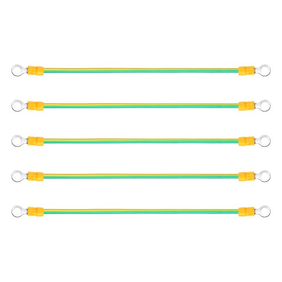 Uxcell 5Pcs ESD Grounding Cable Cord 20cm/7.87" Long 6mm/0.24" Dia 12AWG Anti-Static Ground Wire Cable for Electrical Device Safety and ESD Protection, Yellow Green