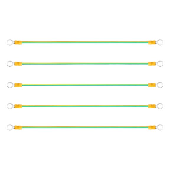 Uxcell 5Pcs ESD Grounding Cable Cord 30cm/11.81" Long 8mm/0.31" Dia 12AWG Anti-Static Ground Wire Cable for Electrical Device Safety and ESD Protection, Yellow Green