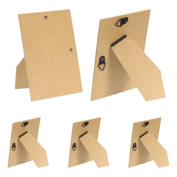 Uxcell 5Pcs Easel Back for Picture Frame, 4 x 5 Inch Replacement Picture Frame Easel Back with Hinged Hangers DIY Photo Backing Board for Photo Frames Tiles, Tabletop Wall Display, Wooden