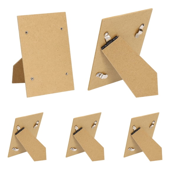 Uxcell 5Pcs Easel Back for Picture Frame, 4" x 5" Replacement Picture Frame Easel Back with Hinged Hangers DIY Photo Backing Board for Photo Frames Tiles, Tabletop Wall Display, Wooden