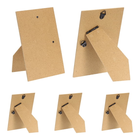 Uxcell 5Pcs Easel Back for Picture Frame, 4 x 6 Inch Replacement Picture Frame Easel Back with Hinged Hangers DIY Photo Backing Board for Photo Frames Tiles, Tabletop Wall Display, Wooden